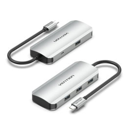 Vention TNAHB Hub USB Tipo-C con 4 Puertos USB, Micro USB y Carga PD